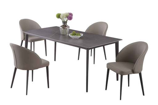 Dining Set w/ Marbleized Sintered Stone Top & 4 Curved Back Side Chairs KATE-5PC