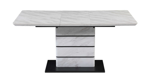 Contemporary Extendable Marbleized Dining Table w/ Art Deco Base KELLY-DT