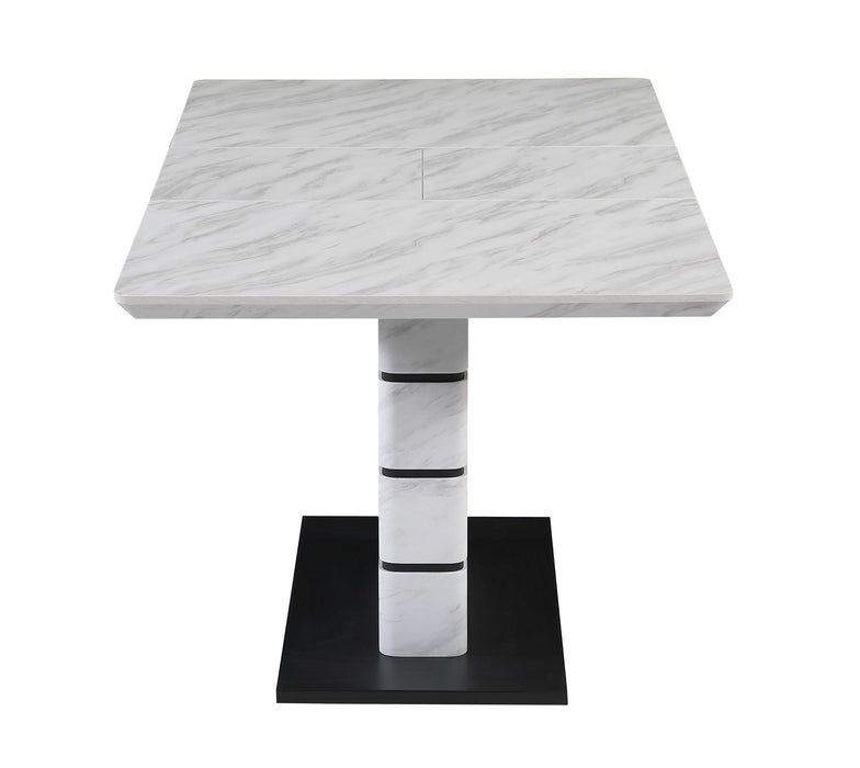 Contemporary Extendable Marbleized Dining Table w/ Art Deco Base KELLY-DT
