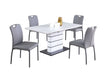 Contemporary Dining Set w/ Extendable Marbleized Table, Art Deco Strip Base & 4 Handle Back Chairs KELLY-KENDRA-5PC