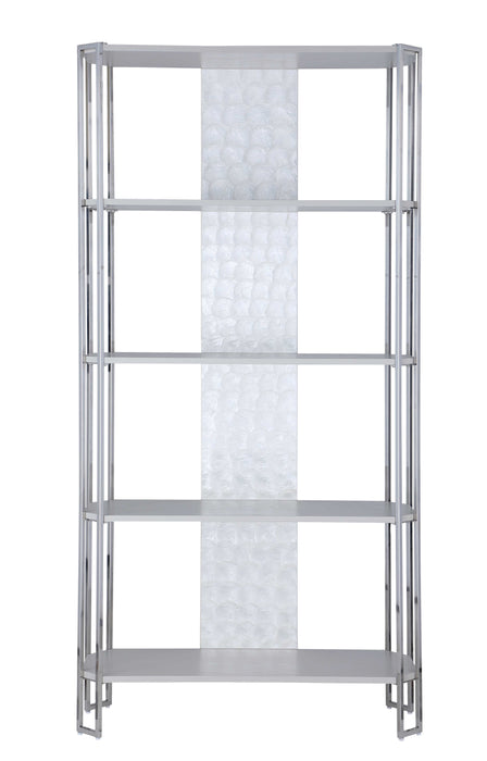 Contemporary Gray Bookshelf w/ Polished Steel Frame KENDALL-BKS