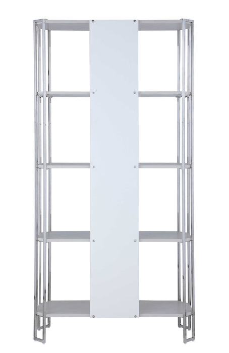 Contemporary Gray Bookshelf w/ Polished Steel Frame KENDALL-BKS