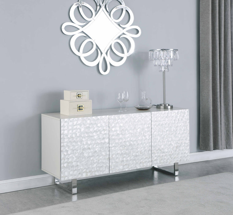 Contemporary Buffet w/ Steel Legs & Seashell Veneer Accents KENDALL-BUF