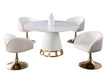 Dining Set w/ Sintered Stone, Wooden, and Golden Table w/ Club style arm chairs KHLOE-5PC