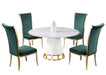 Dining Set w/ Sintered Stone, Wooden, and Golden Table w/ High Back Golden Frame Side Chairs KHLOE-JOY-GRN-5PC-BGL