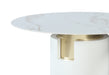 Marbleized Sintered Stone Top Table w/ Cylinder Base & Golden Accent KIANA-DT