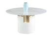 Marbleized Sintered Stone Top Table w/ Cylinder Base & Golden Accent KIANA-DT