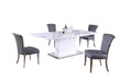 Modern Dining Set w/ Extendable White Table & Gray Chairs KRISTA-IRIS-5PC-GRY