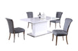 Modern Dining Set w/ Extendable White Table & Gray Chairs KRISTA-IRIS-5PC-GRY