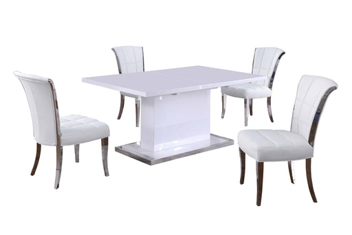 Modern Dining Set w/ Extendable White Table & White Chairs KRISTA-IRIS-5PC-WHT