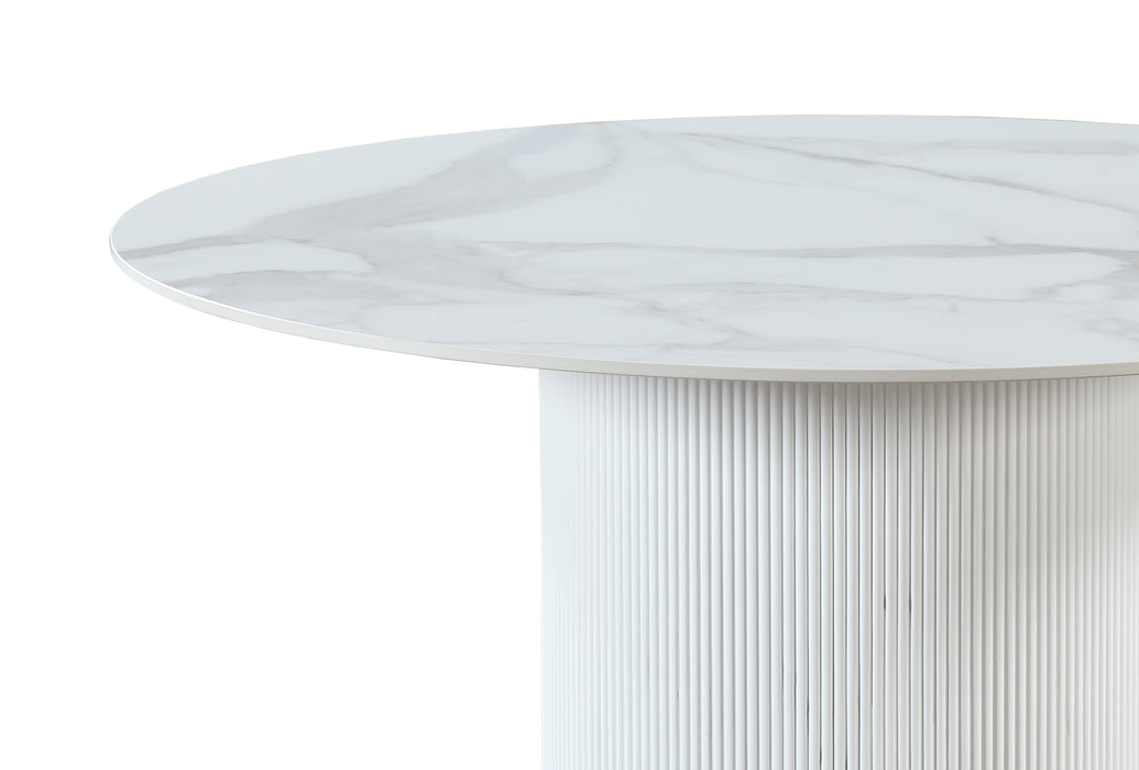 Marbleized Sintered Stone Top Table w/ Cylinder Base KRISTEN-DT