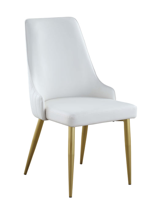 Stitched Channel Back Side Chair w/ Golden Legs - 2 Per Box KRISTEN-SC-WHT