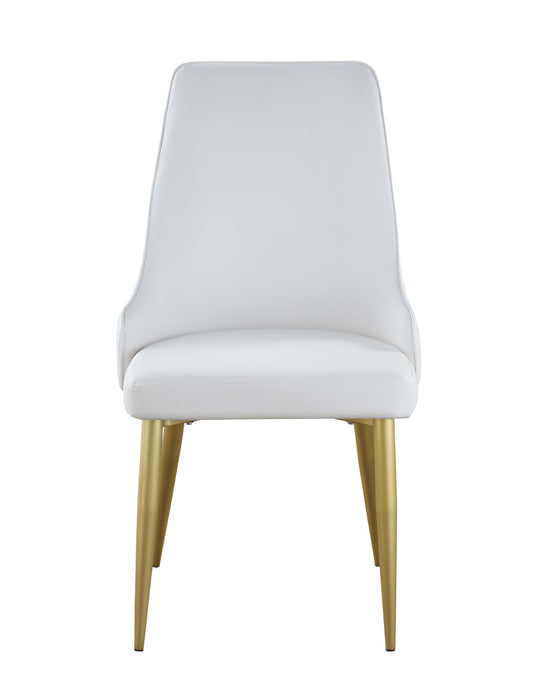 Stitched Channel Back Side Chair w/ Golden Legs - 2 Per Box KRISTEN-SC-WHT