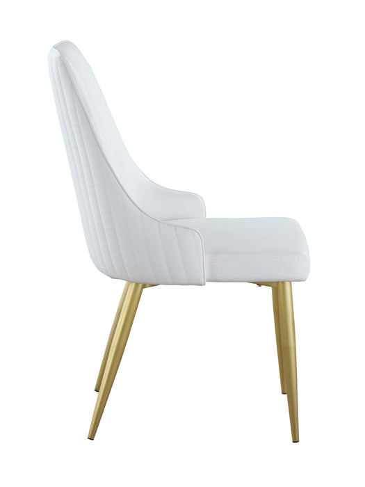 Stitched Channel Back Side Chair w/ Golden Legs - 2 Per Box KRISTEN-SC-WHT