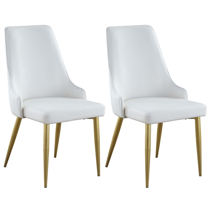 Stitched Channel Back Side Chair w/ Golden Legs - 2 Per Box KRISTEN-SC-WHT