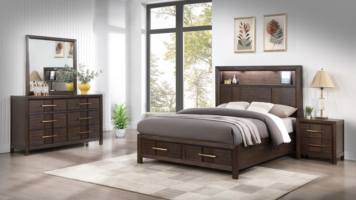 Kenzo Bedroom Set – Kenzo Queen 4 Pc Bedroom Set in Walnut by Galaxy Home Furnishings