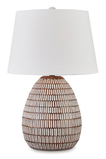Darrich 2-Piece Lamp Set - White;Brown/Beige