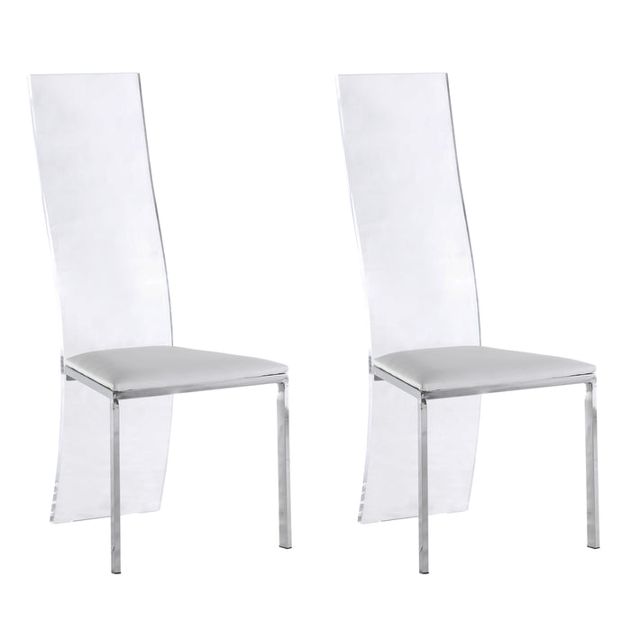 Contemporary Acrylic High-Back Upholstered Side Chair - 2 per box LAYLA-SC-WHT