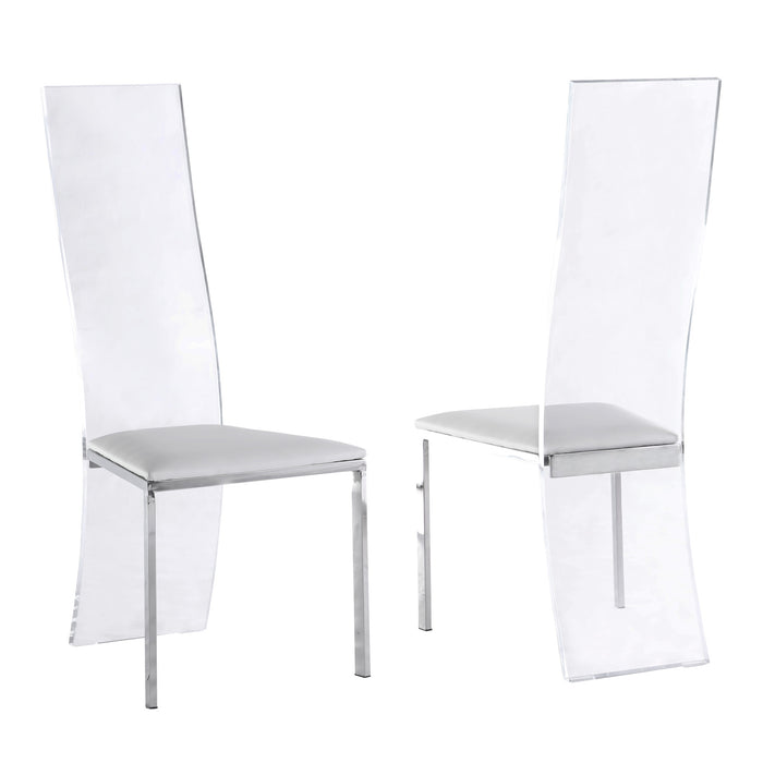 Contemporary Acrylic High-Back Upholstered Side Chair - 2 per box LAYLA-SC-WHT