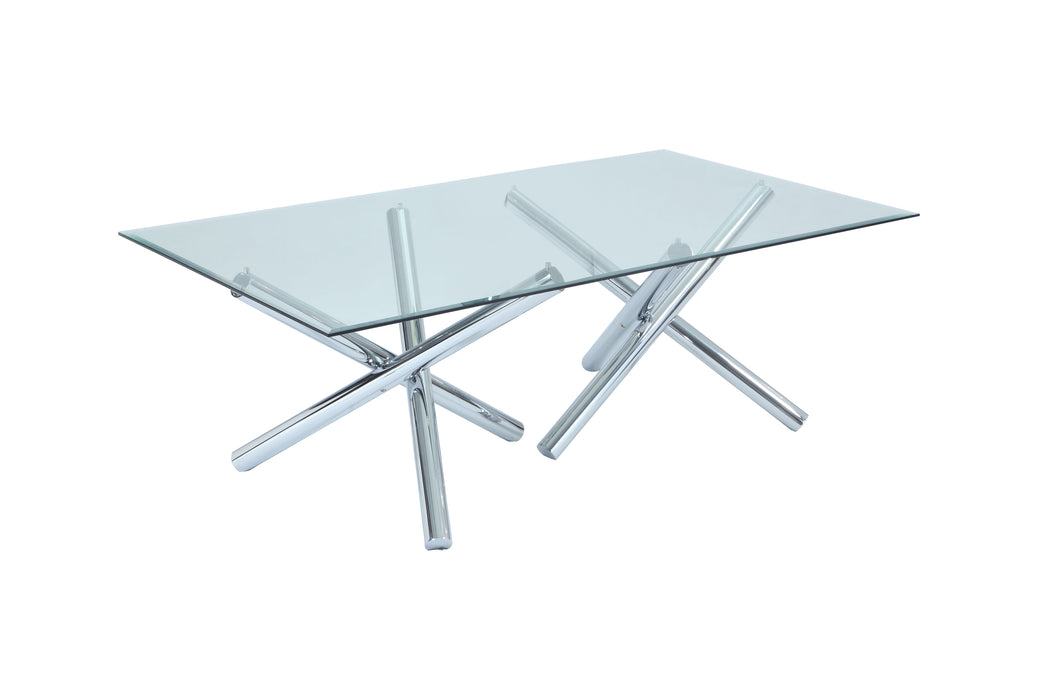 Rectangular Table w/ 44"x 84" Glass Top (2 Bases Needed) LEATRICE-DT-GL4484