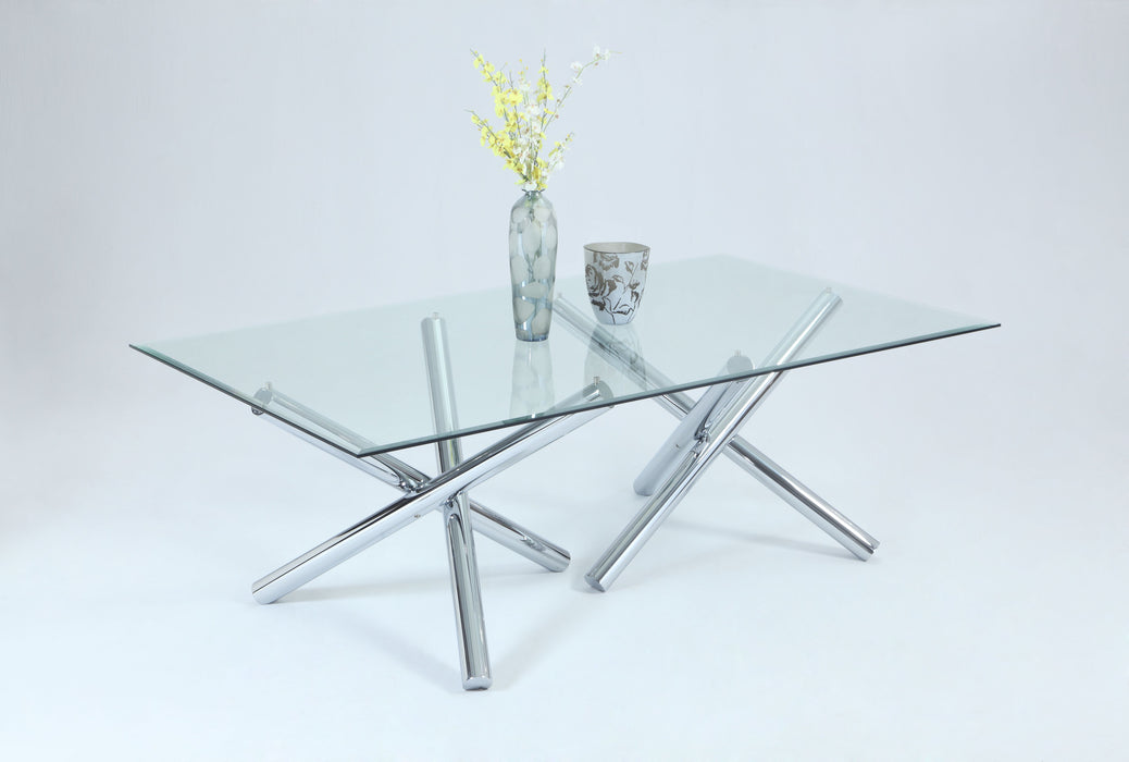 Rectangular Table w/ 42"x 72" Glass Top (2 Bases Needed) LEATRICE-DT-GL4272