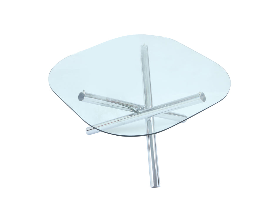 Contemporary Square Round Glass Top Table LEATRICE-DT-SR