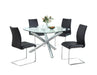 Dining Set w/ Glass Top Table & 4 Cantilever Chairs LEATRICE-SR-JANE-BLK