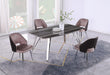 Contemporary Dining Set w/ Marbleized Wooden Table & Four 2-Tone Chairs LESLIE-5PC