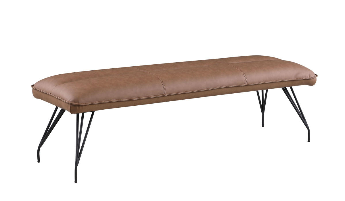 Upholstered Bench w/ Curved Steel Legs LILLIAN-BCH-BRW