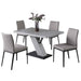Contemporary Dining Set w/ White Gloss Table & Diamond Stitched Back Chairs LINDEN-KATALINA-5PC