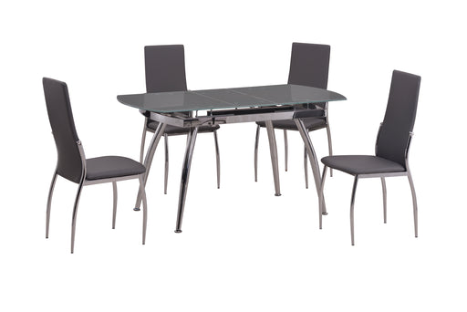 Contemporary Dining Set w/ Extendable Glass Table & 4 Chairs LUNA-5PC