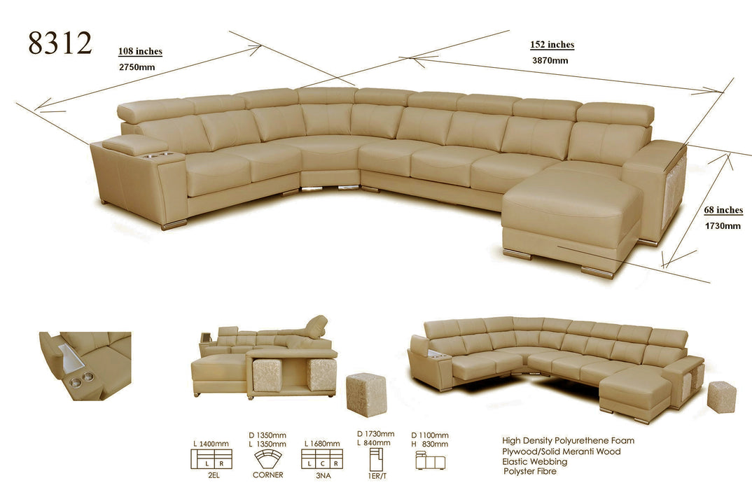 8312 Sectional with Sliding Seats