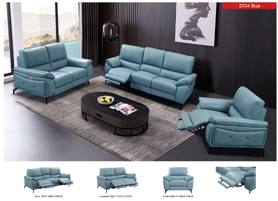 2934 Blue Chair w/ electric recliner