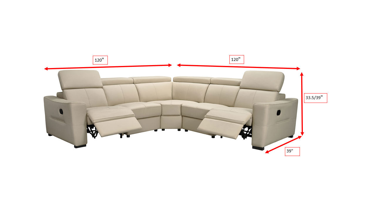 6021 Cream Sectional and armchair w/ manual recliners