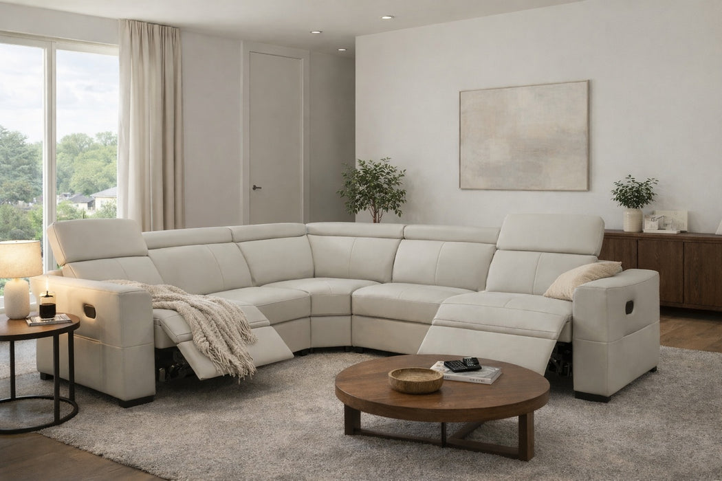 6021 Grey Sectional and armchair w/ manual recliners