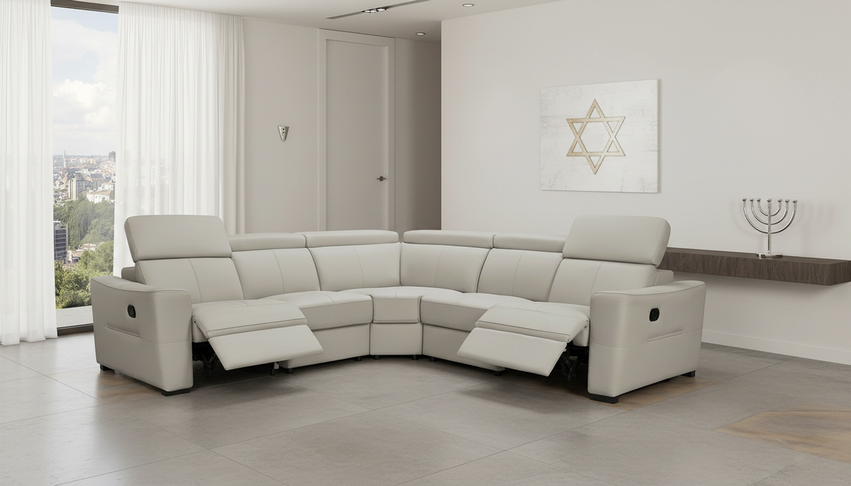 6021 Grey Armchair w/ manual recliners