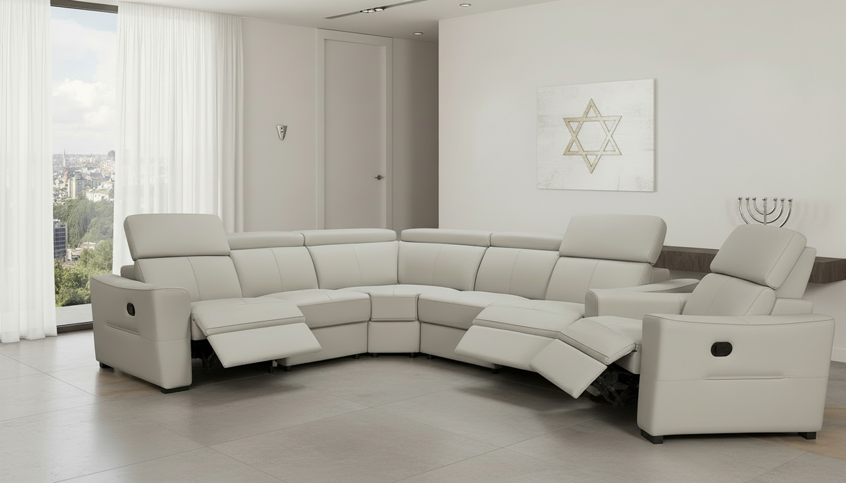 6021 Grey Sectional w/ manual recliners