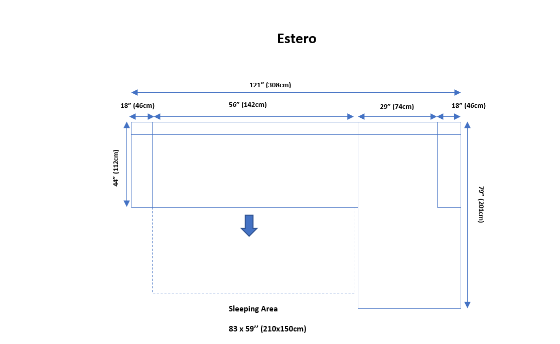 Estero Sectional Right with Bed and storage