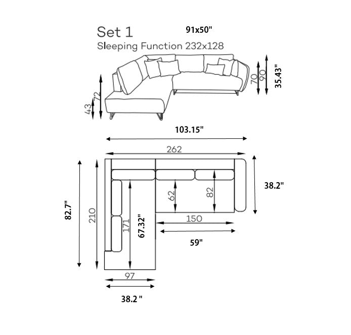 Marsylia Sectional w/bed