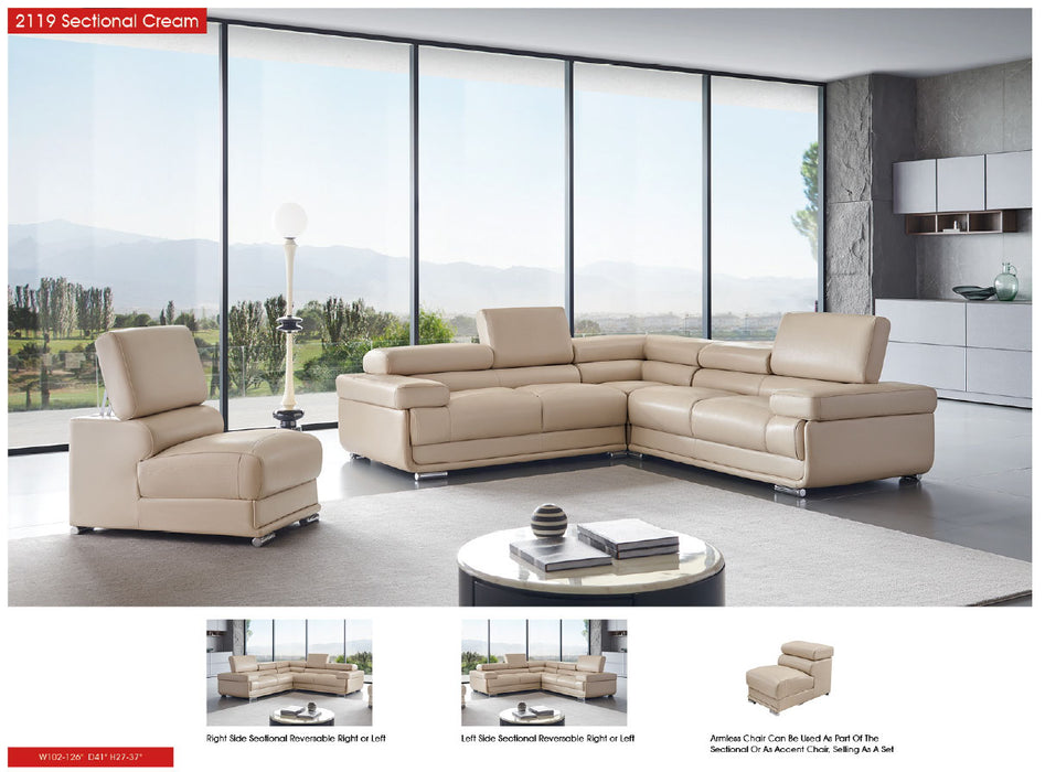 2119 Sectional with Extra Chair - Beige