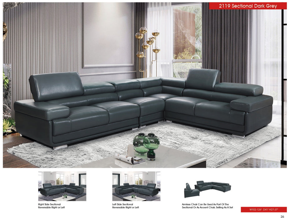 2119 Sectional with Extra Chair- Dark Grey, Composition 2