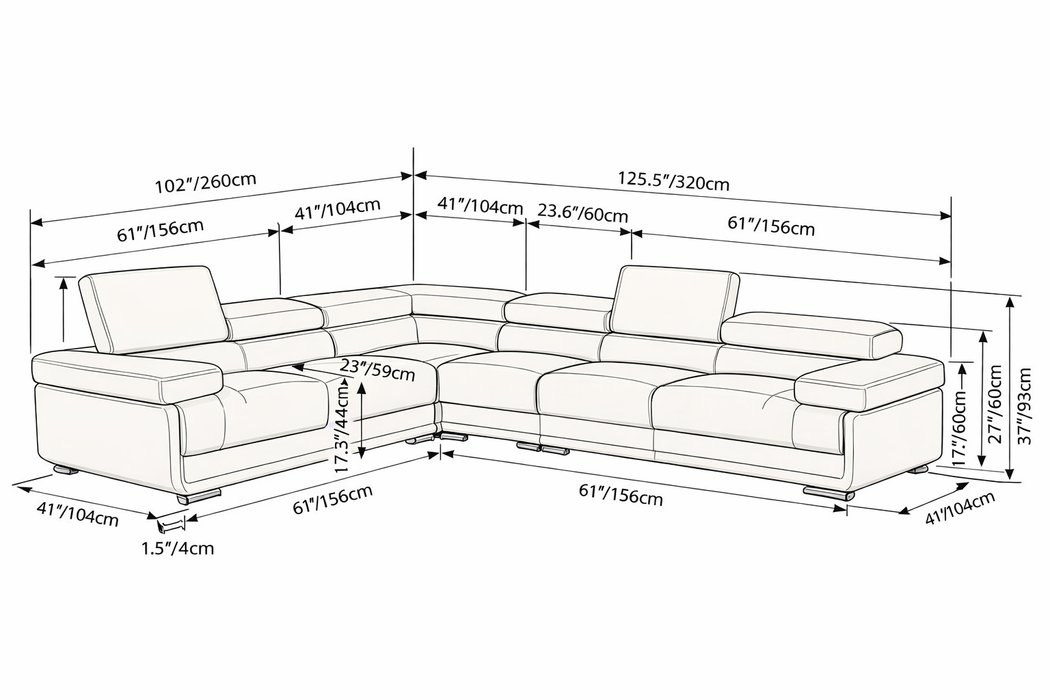 2119 Sectional - Light Grey