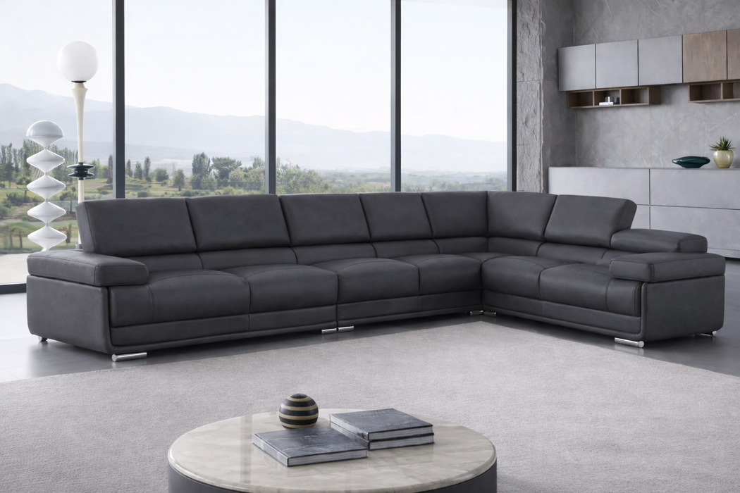 2119 Sectional with Extra Chair- Dark Grey, Composition 2