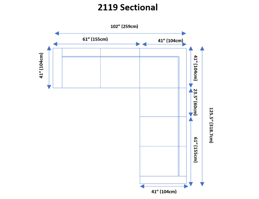 2119 Sectional with Extra Chair - White