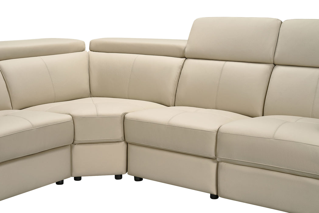 6021 Cream Sectional and armchair w/ manual recliners