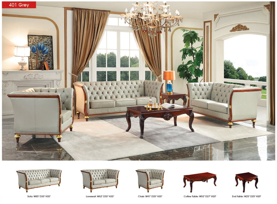 401 Grey Leather Sofa