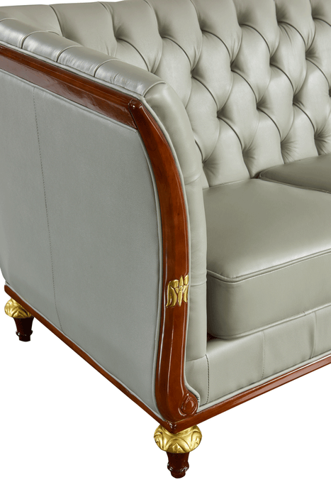 401 Grey Leather Sofa