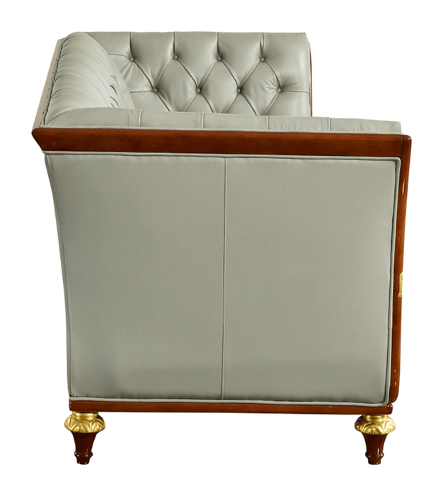 401 Grey Leather Sofa