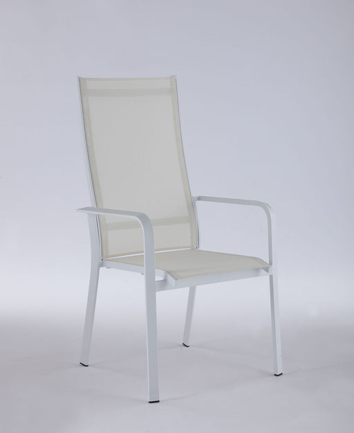 Contemporary High Back Outdoor Chair with Sling Seat - 2 per box MALIBU-AC-WHT-HB