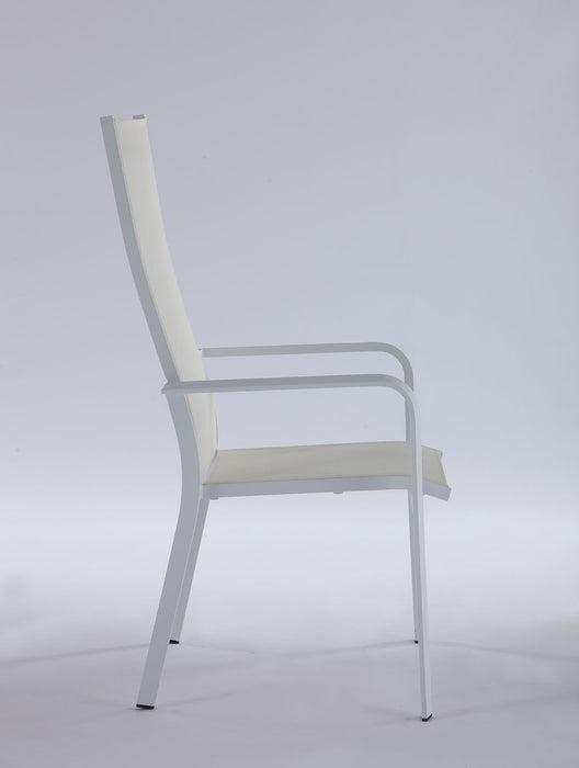 Contemporary High Back Outdoor Chair with Sling Seat - 2 per box MALIBU-AC-WHT-HB